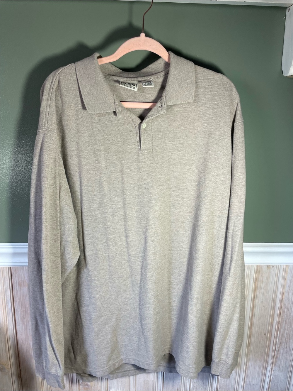 L.L. Bean Men's Long-Sleeve Polo - Taupe